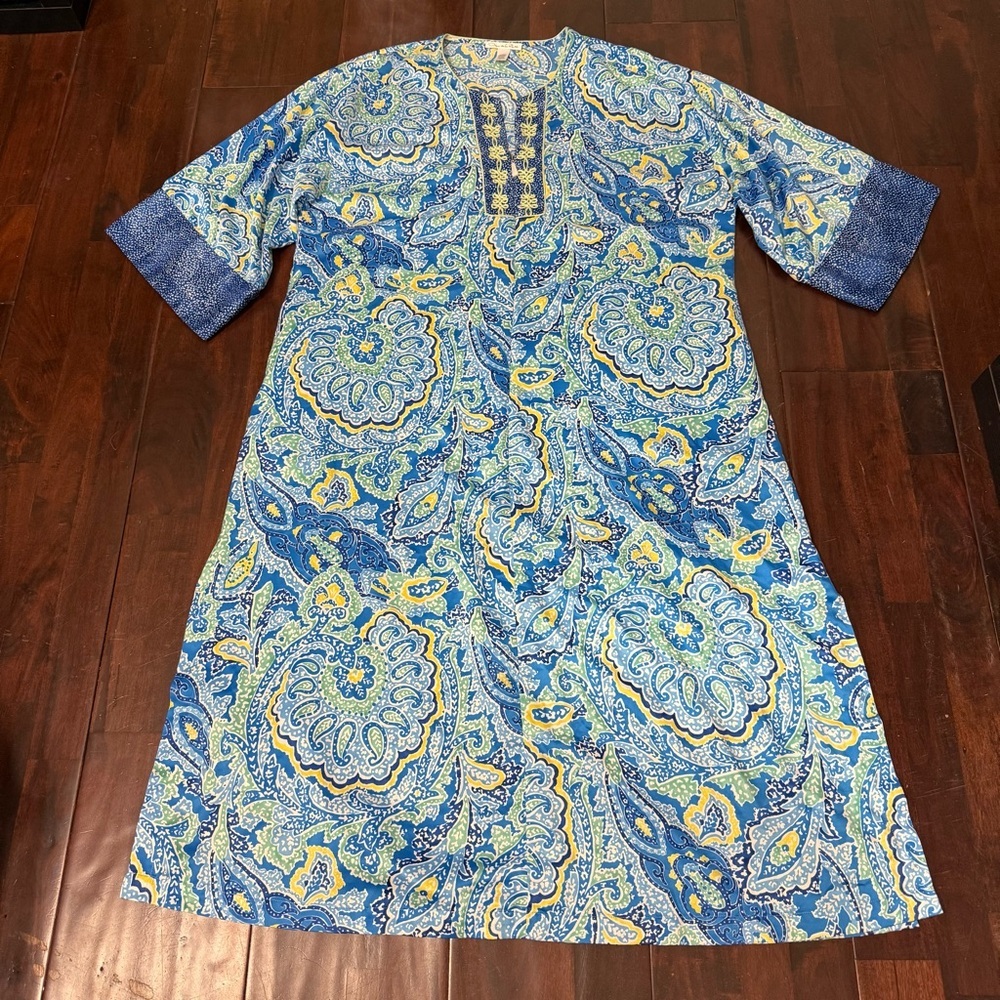 Oscar De La Renta Night Gown House Dress V-Neck Front Zip Women’s Size Large